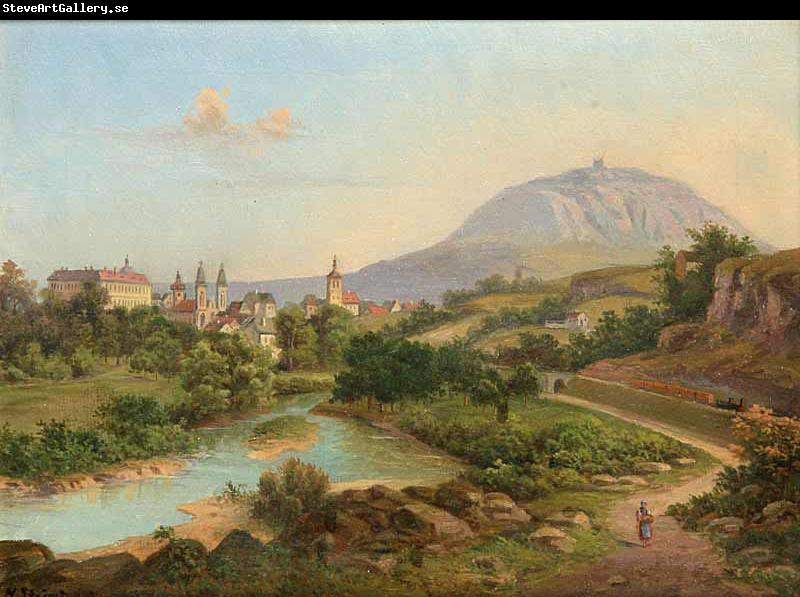 unknow artist A View of Roudnice with Mount rip